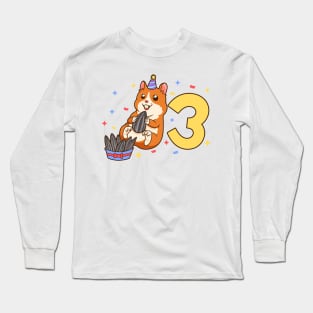 I am 3 with hamster - kids birthday 3 years old Long Sleeve T-Shirt